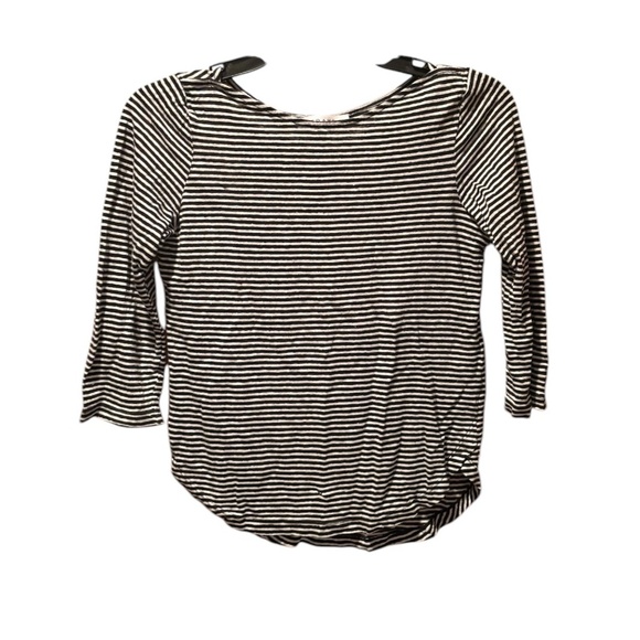 Frame Weekender Striped Linen T-shirt Black & White XS - Picture 1 of 7